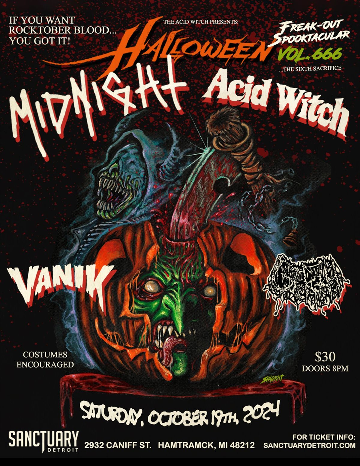 Midnight, Acid Witch, Vanik, Girth at The Sanctuary 10\/19