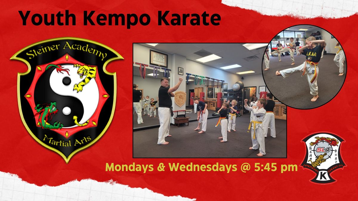 Youth Martial Arts Class - Kempo Karate - Mondays @ 5:45 pm - All Skill Levels Welcome!