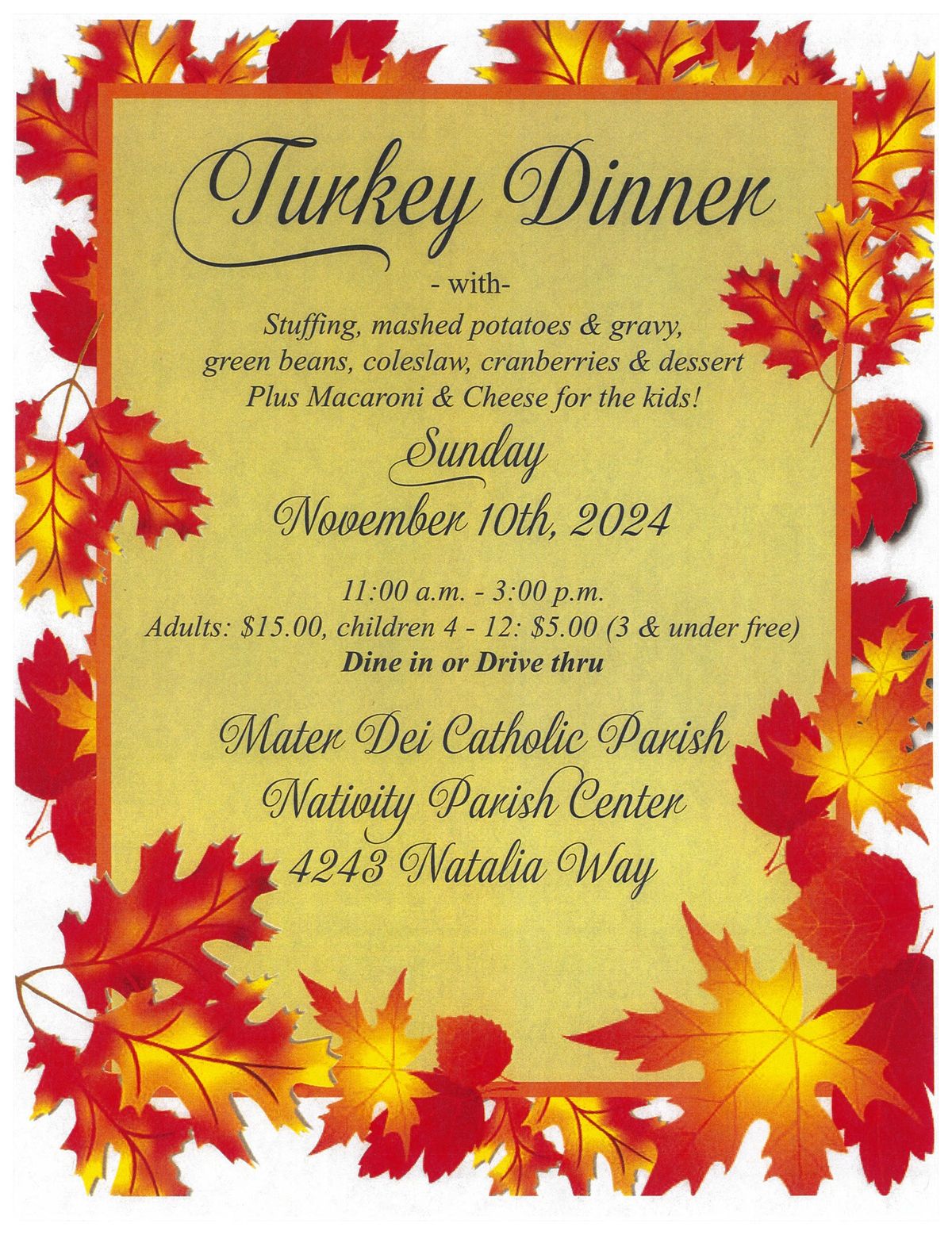 Mater Dei Turkey Dinner