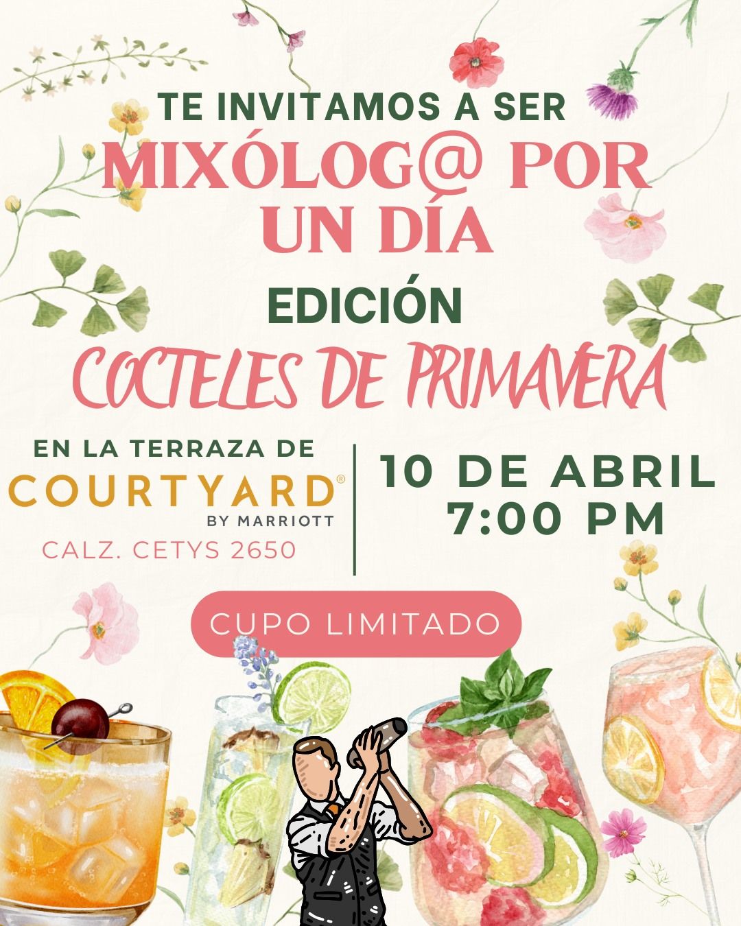 Mix\u00f3log@ X un d\u00eda  en la terraza del courtyard, Edici\u00f3n Cocktails de  primavera