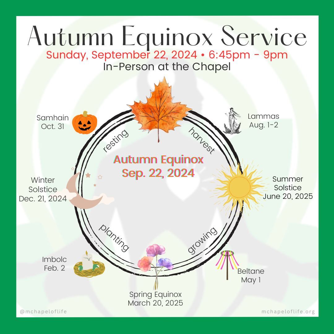 Autumnal Equinox Interactive Service (In Person Only) \u2022 facilitated by Rev. Sharon Flynn