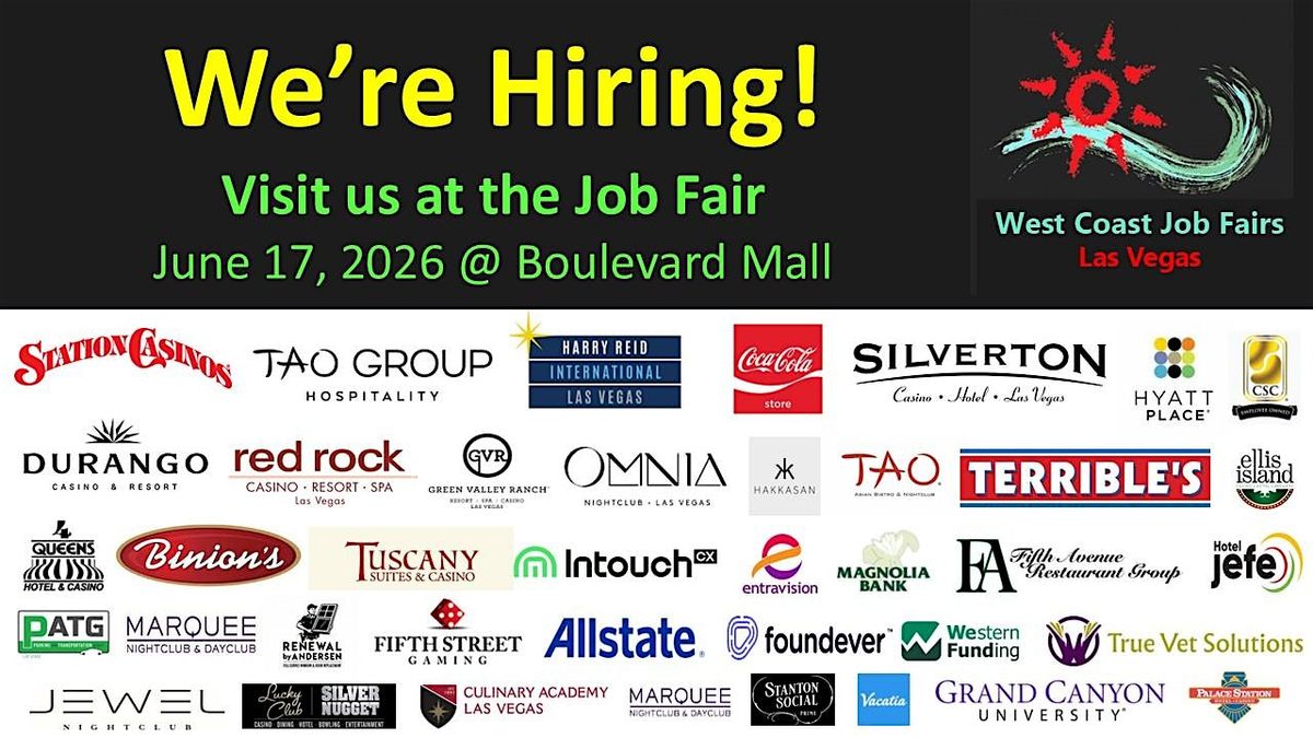 Las Vegas' Best Job Fair. Over 50 employers. Over 2500 jobs. Get yours!