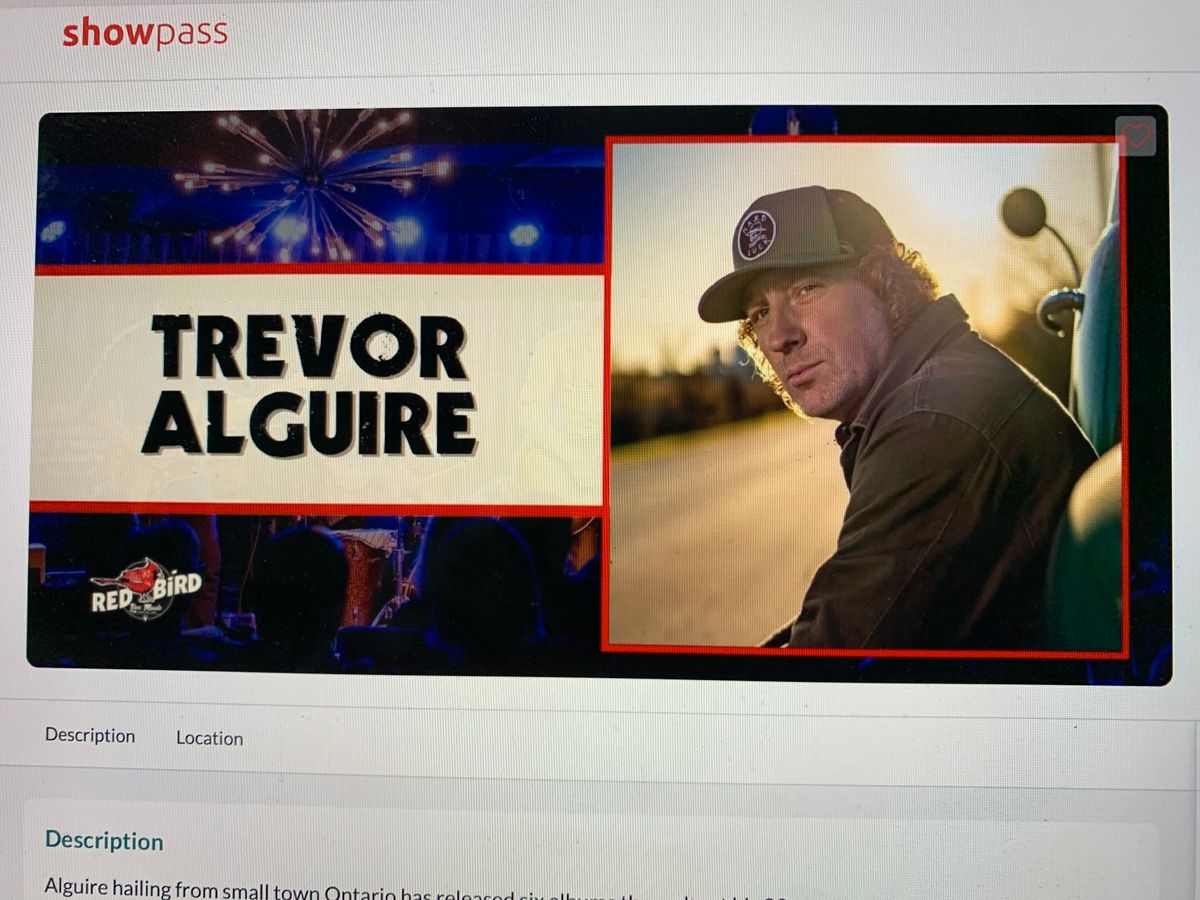 Trevor Alguire Live Sept.27th at Red Bird in Ottawa -Get your tickets now ! 