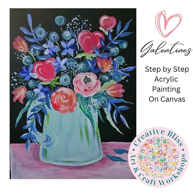  February 15, 2025 Galentine's Acrylic Painting Workshop (Step by Step)