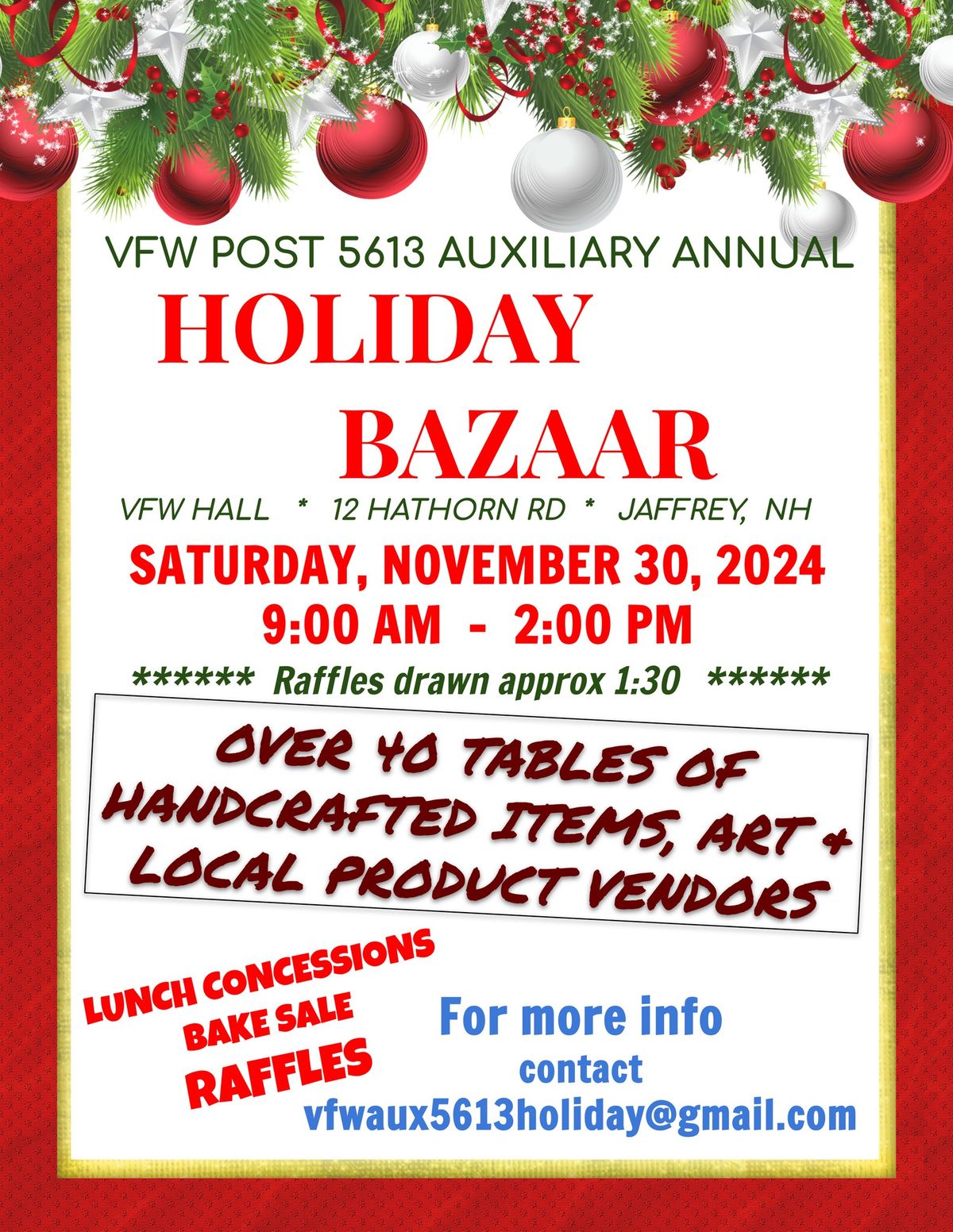 11th annual VFW Auxiliary Holiday Bazaar