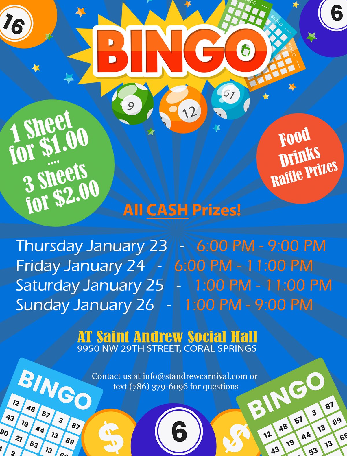 Saint Andrew Carnival Bingo in the Social Hall