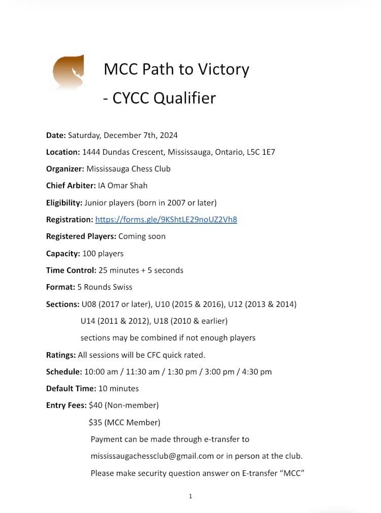 MCC Path to Victory - CYCC Qualifier tournament