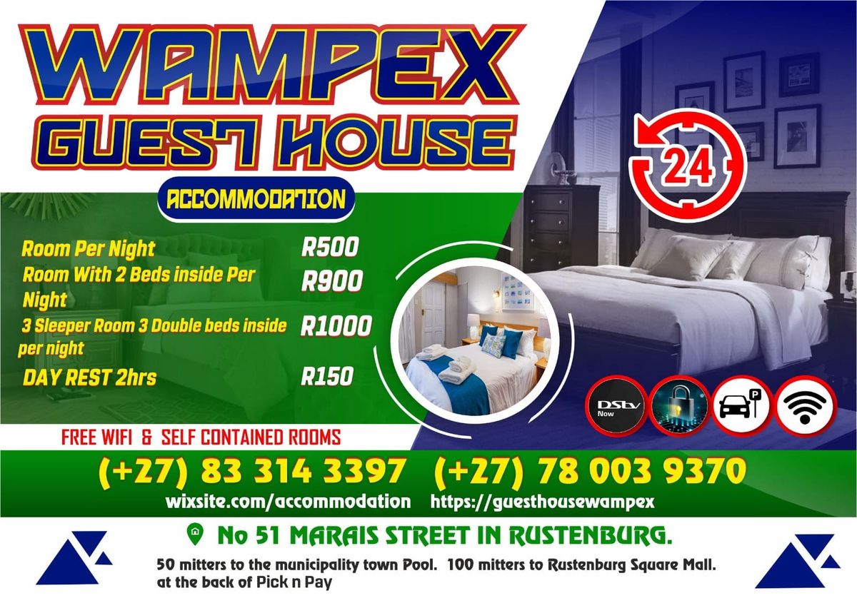 083 314 3397 WAMPEX ACCOMMODATION IN RUSTENBURG 