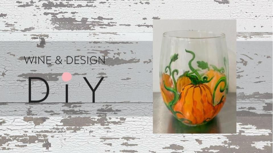 PAINTING ON WINE GLASSES FALL PUMPKINS *SET OF 2