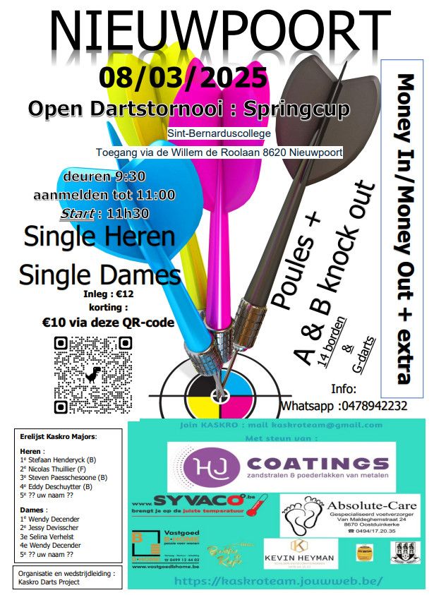 Open Dartstornno "Springcup" Nieuwpoort