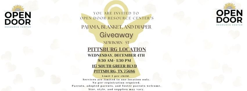 Pajama, Blanket, and Diaper Giveaway - Pittsburg Location