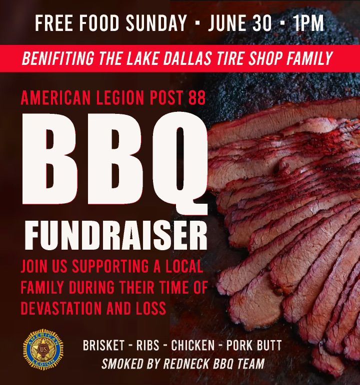 LAKE DALLAS TIRE SHOP FUNDRAISER! FREE BBQ ALL DAY TILL WE RUN OUT! 