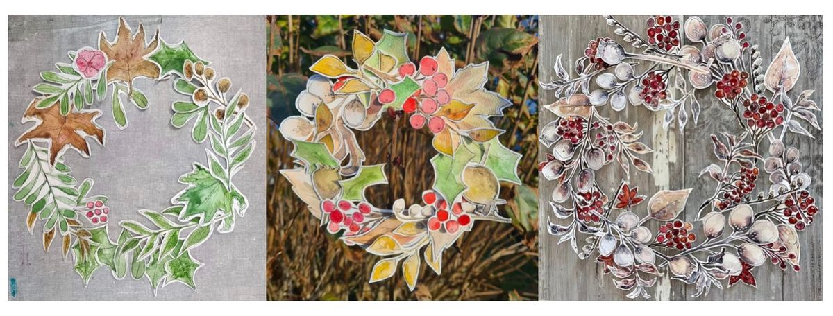 Beautiful Watercolour Collage Wreaths