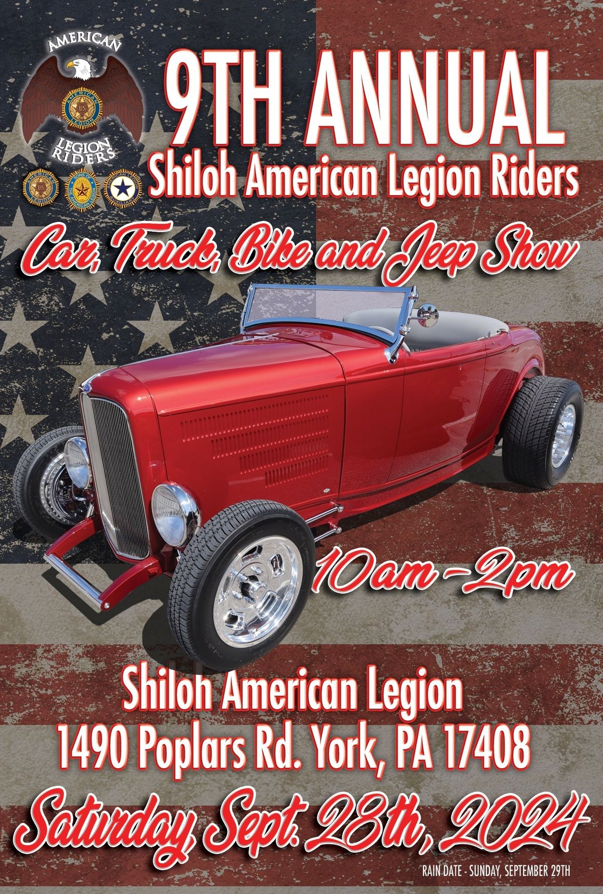 9th Annual Shiloh American Legion Riders Car, Truck, Bike, and Jeep Show