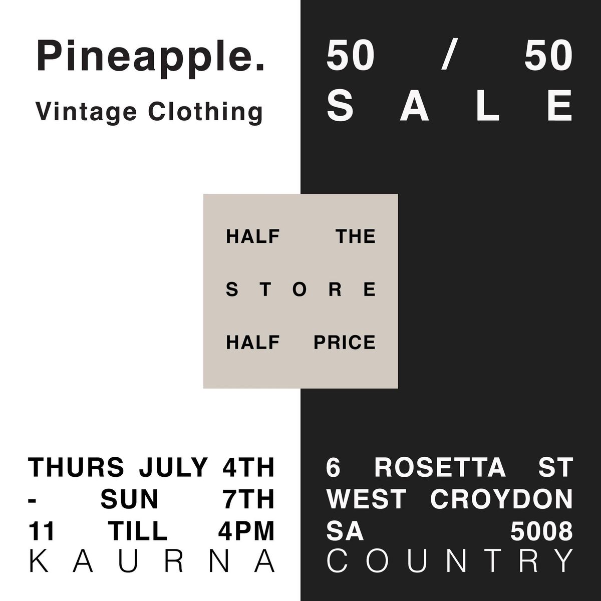 Pineapple. 50 \/ 50 SALE 