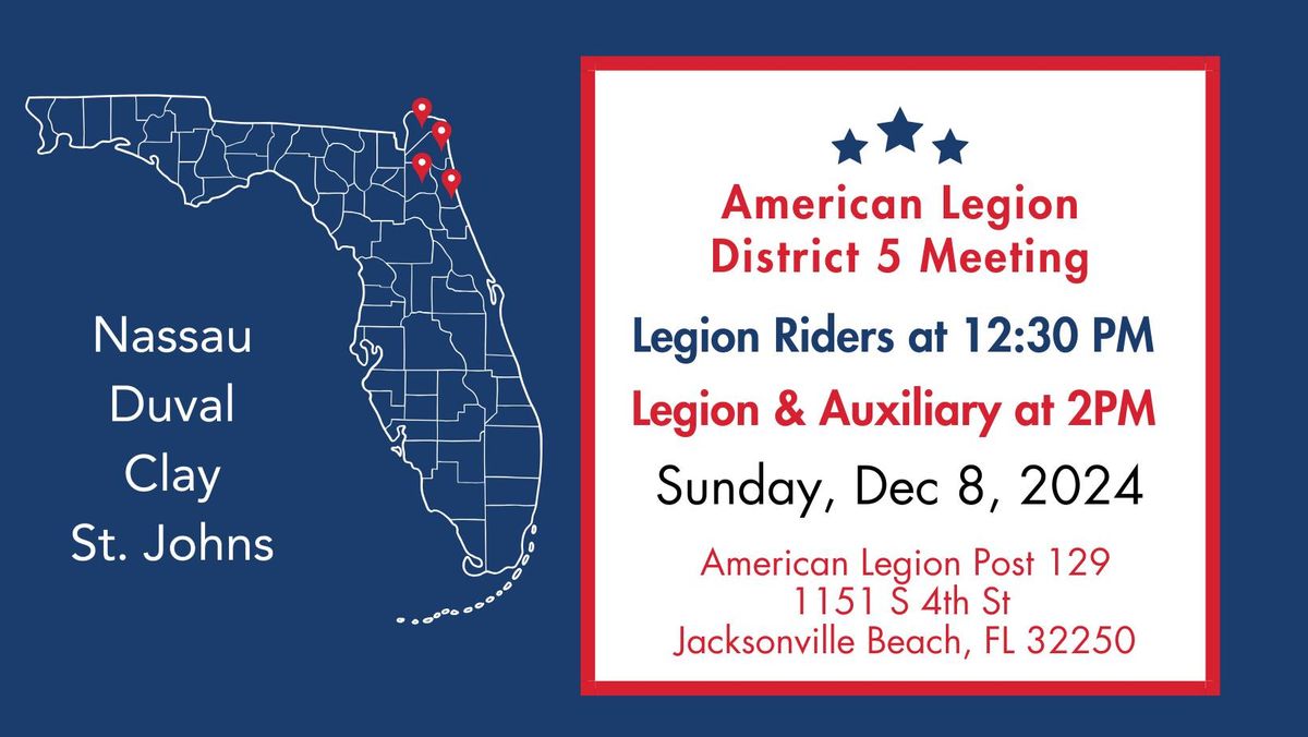 5th District Meeting ALR LEG AUX | Post 129 | Jacksonville Beach, Florida