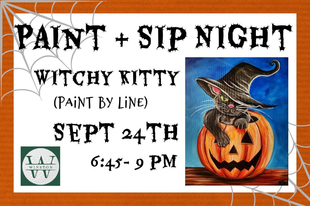 Witchy Kitty (Predrawn Canvas) Paint Night 