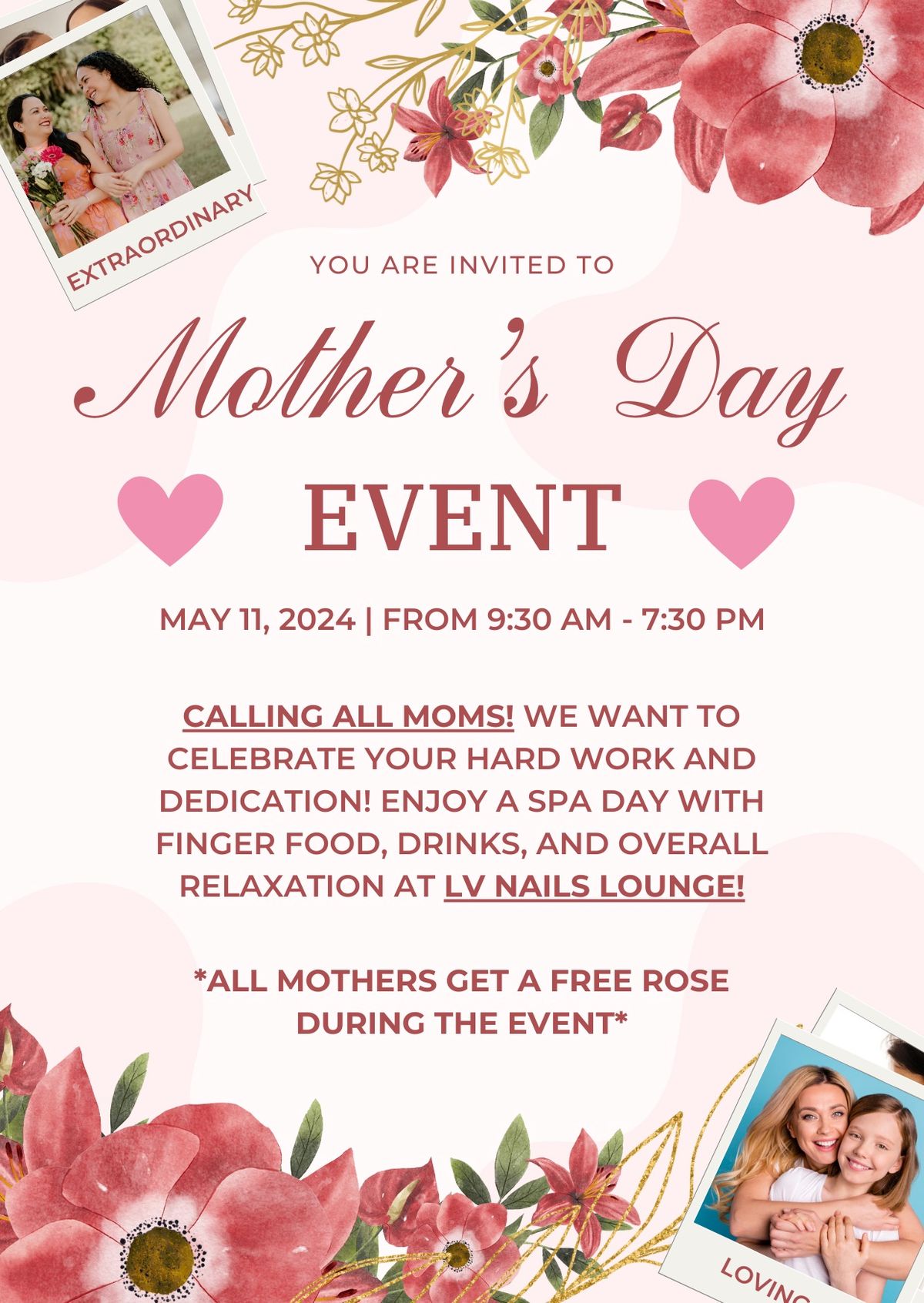 ? MOTHER\u2019S DAY EVENT AT LV NAILS LOUNGE ?