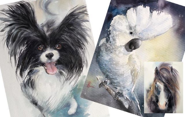 LEARN TO PAINT FOR BELOVED ANIMAL FRIEND in Ink and Watercolour Wash Technique