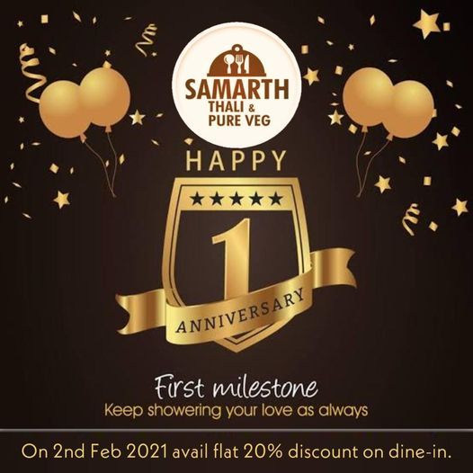 1st Anniversary Samarth Thali Pure Veg Restaurant Pune 2 February 2021