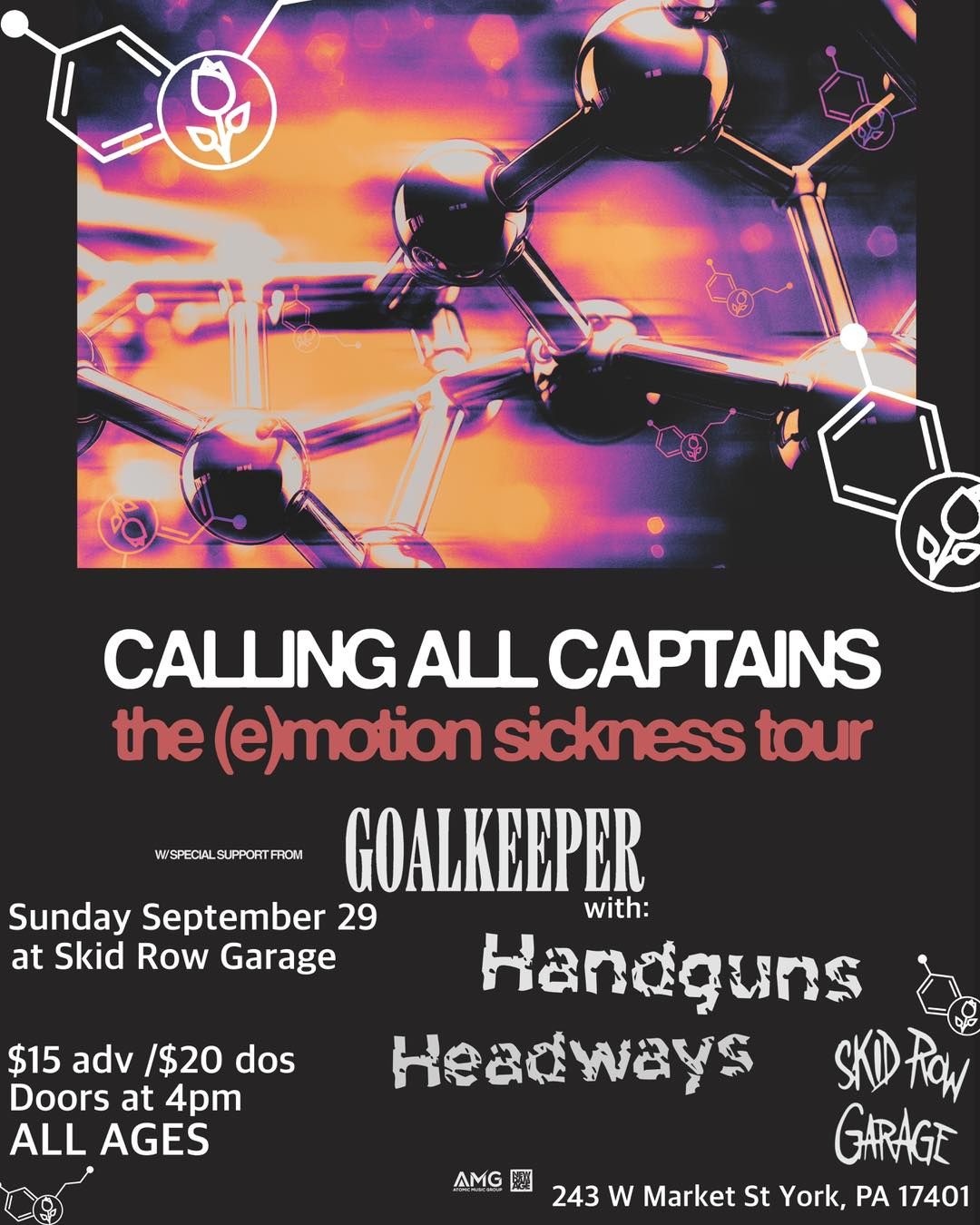 Calling All Captains (Canada), Goalkeeper, Handguns, and Headways at Skid Row Garage