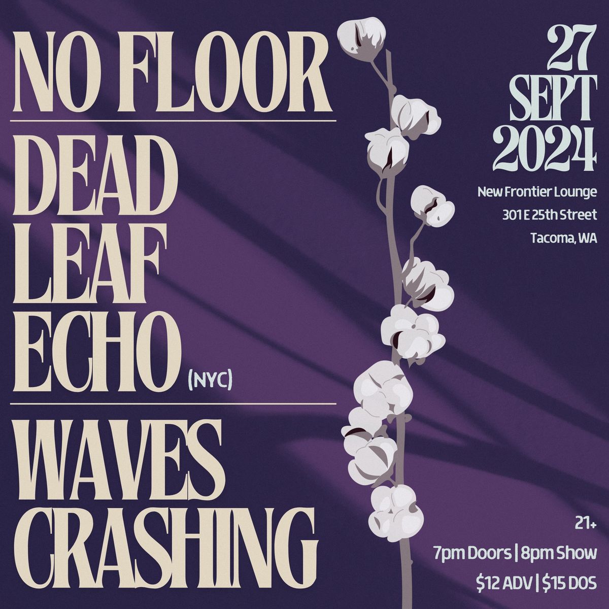 No Floor \/\/ Dead Leaf Echo \/\/ Waves Crashing - September 27at New Frontier Lounge