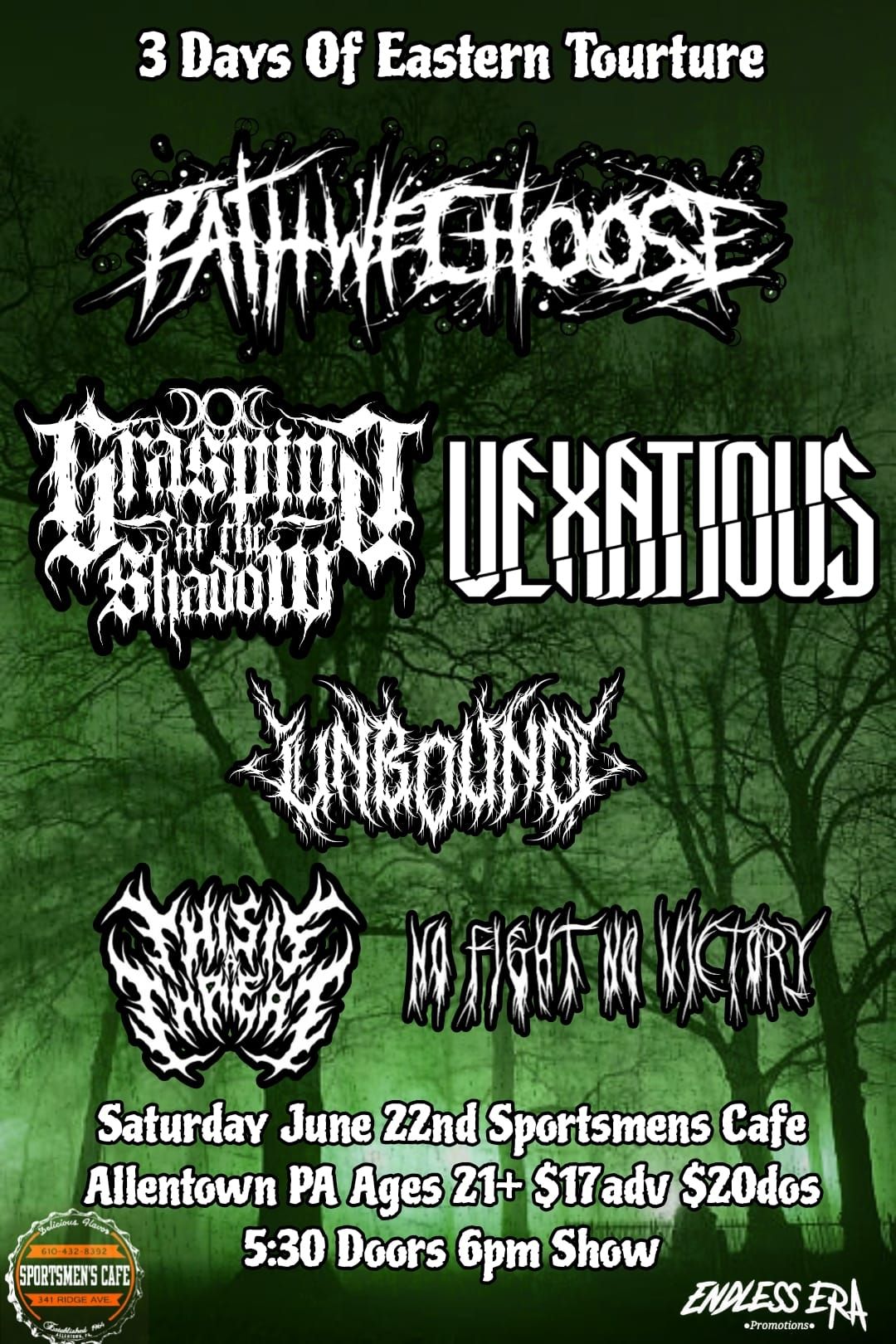 Pathwechoose\/Grasping At The Shadow\/Vexatious at Sportsmens Cafe 