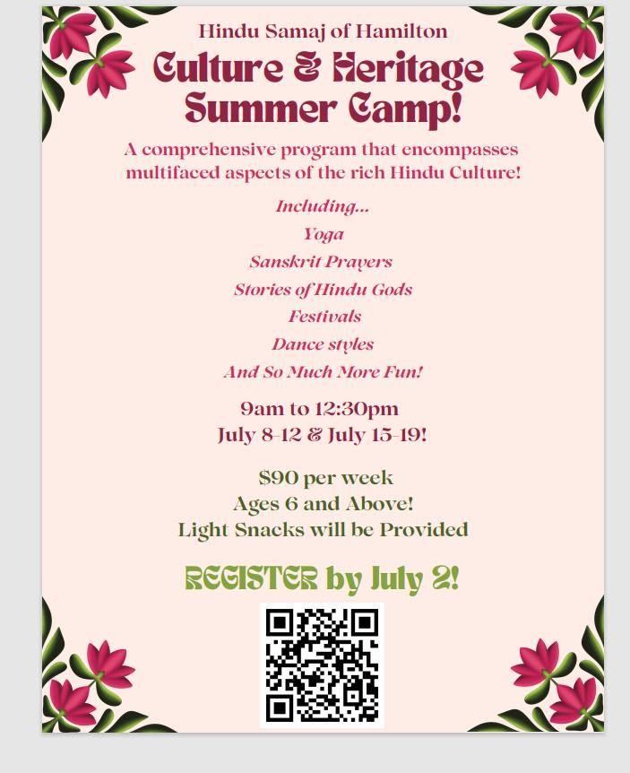 Culture and Heritage Summer camp Session 2: July 15th to 19th, 2024