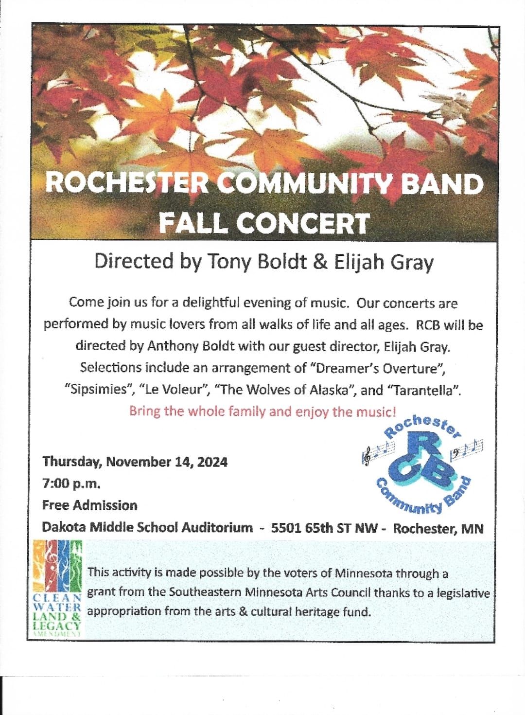 Rochester Community Band presents "Fall Concert" \n\n