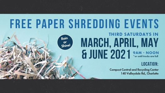 Mecklenburg County Free Paper Shredding Event, 140 Valleydale Rd Mecklenburg County Free Paper Shredding Event, 140 Valleydale Rd