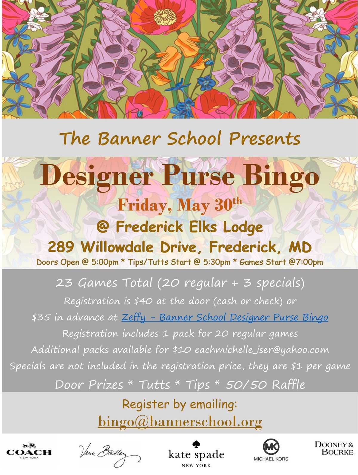 Designer Purse Bingo presented by The Banner School