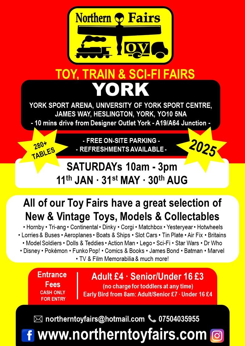 York Toy, Train & Sci-Fi Fair on Sat 11th Jan '25 \ud83c\udf86 New Year Fair