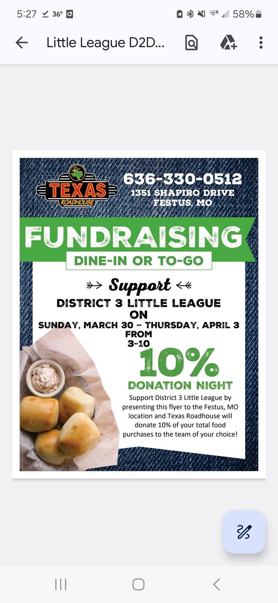 Texas Roadhouse Fundraiser  