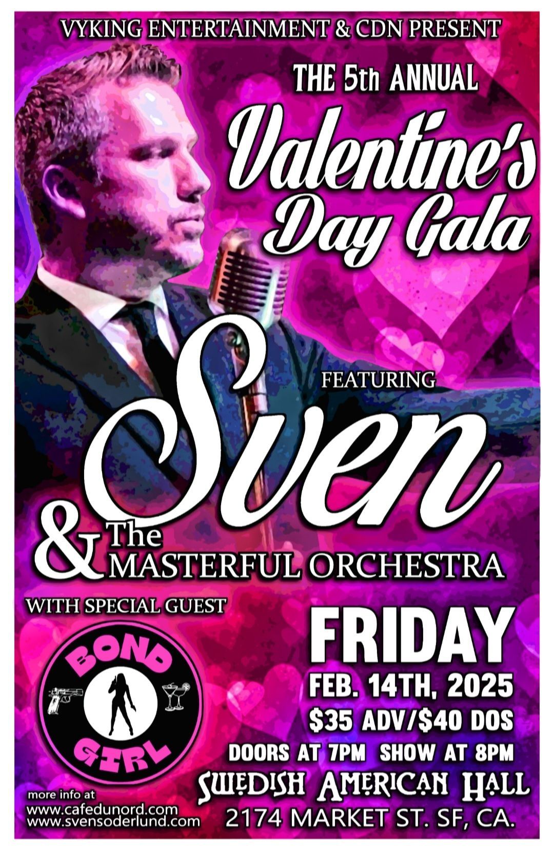 5th Annual Valentine's Day Gala w\/ Sven & The Masterful Orchestra & special guest Bond Girl