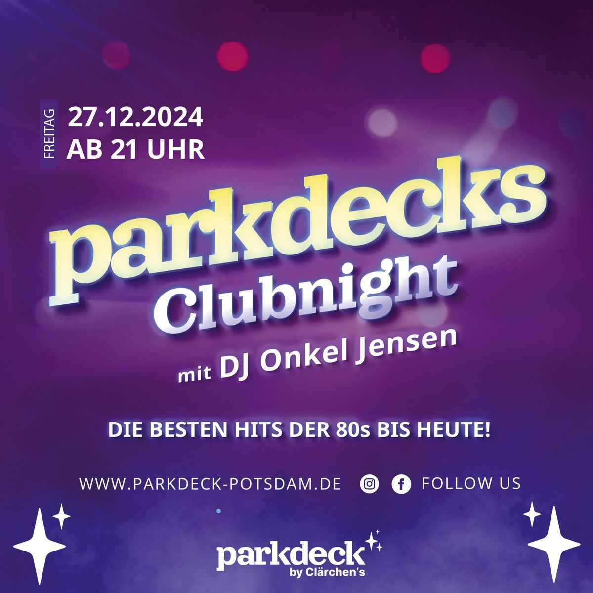 PARKDECKS CLUBNIGHT mit DJ Onkel Jensen zu den besten Hits der 80s bis heute