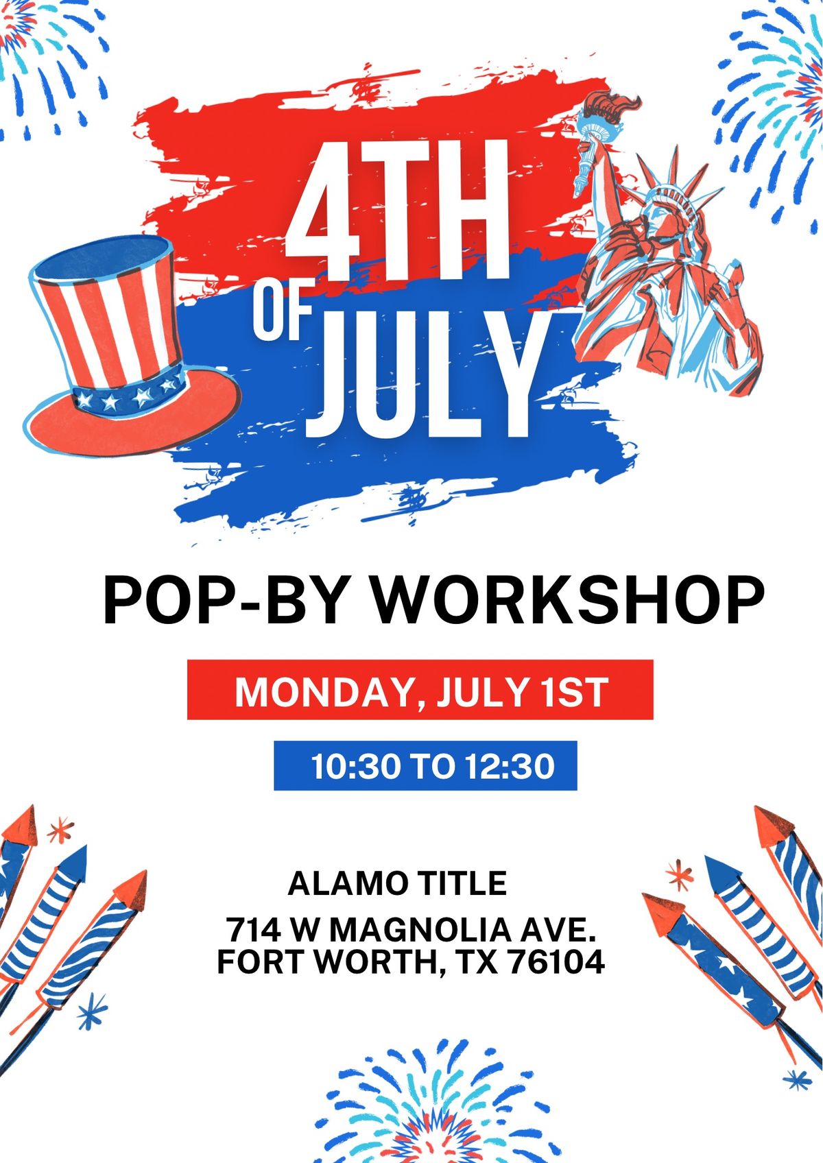 4th Of July Pop By Workshop 