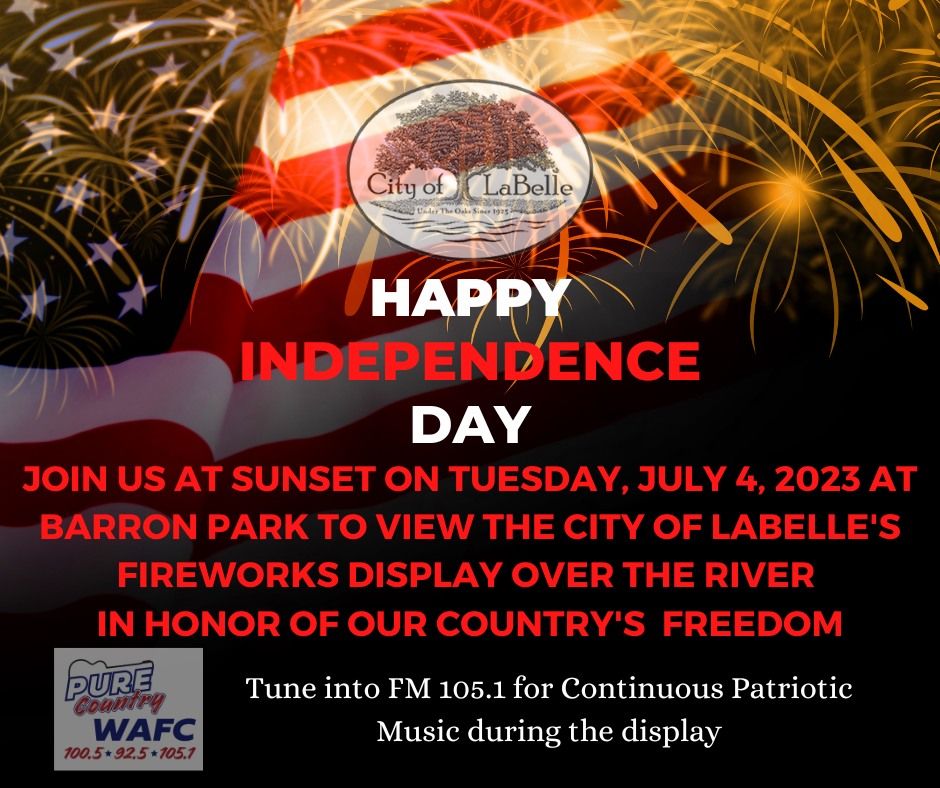 City of LaBelles 4th of July Fireworks Display, Barron Park, Labelle, 4