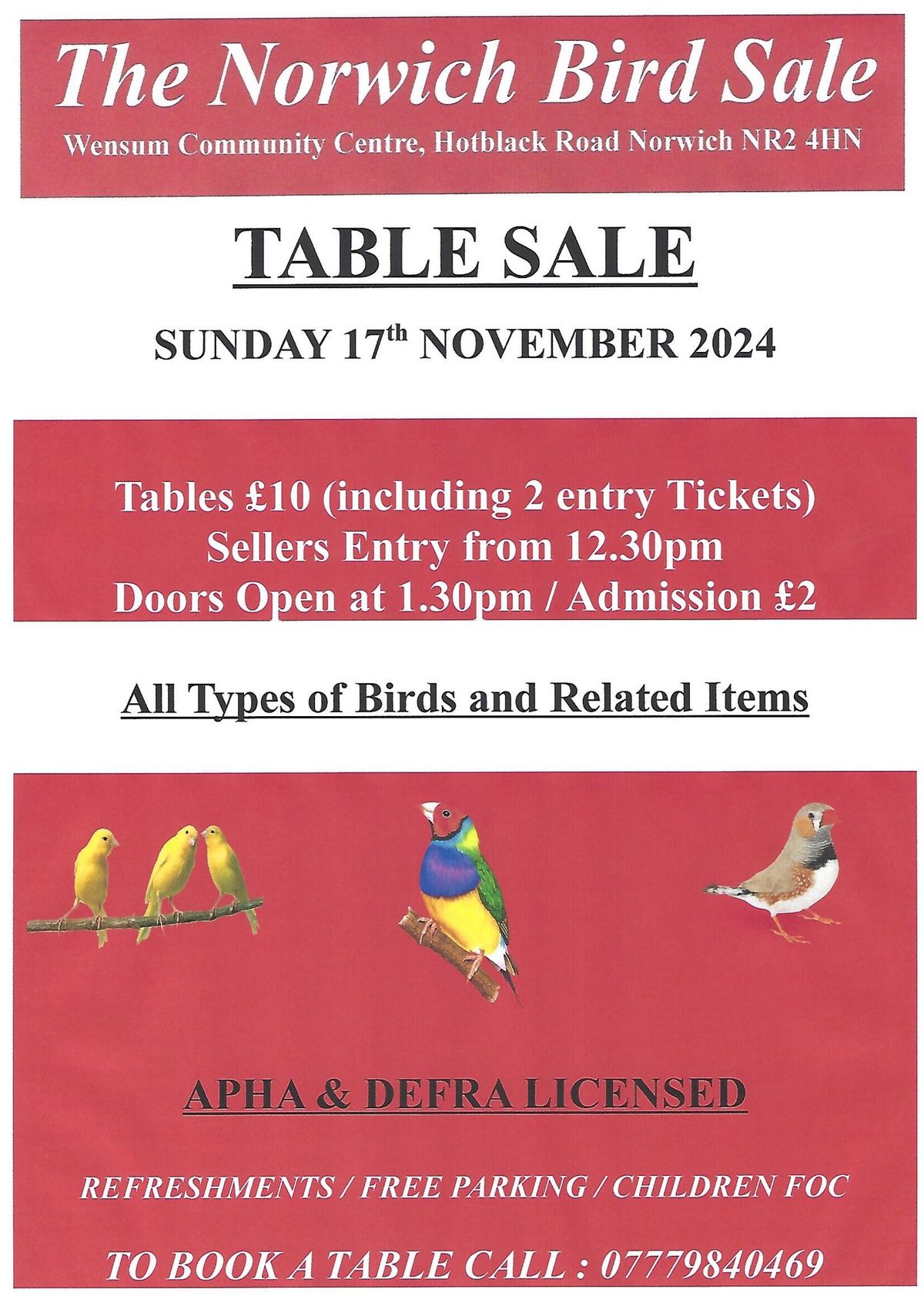 Norwich And Norfolk Bird Sale