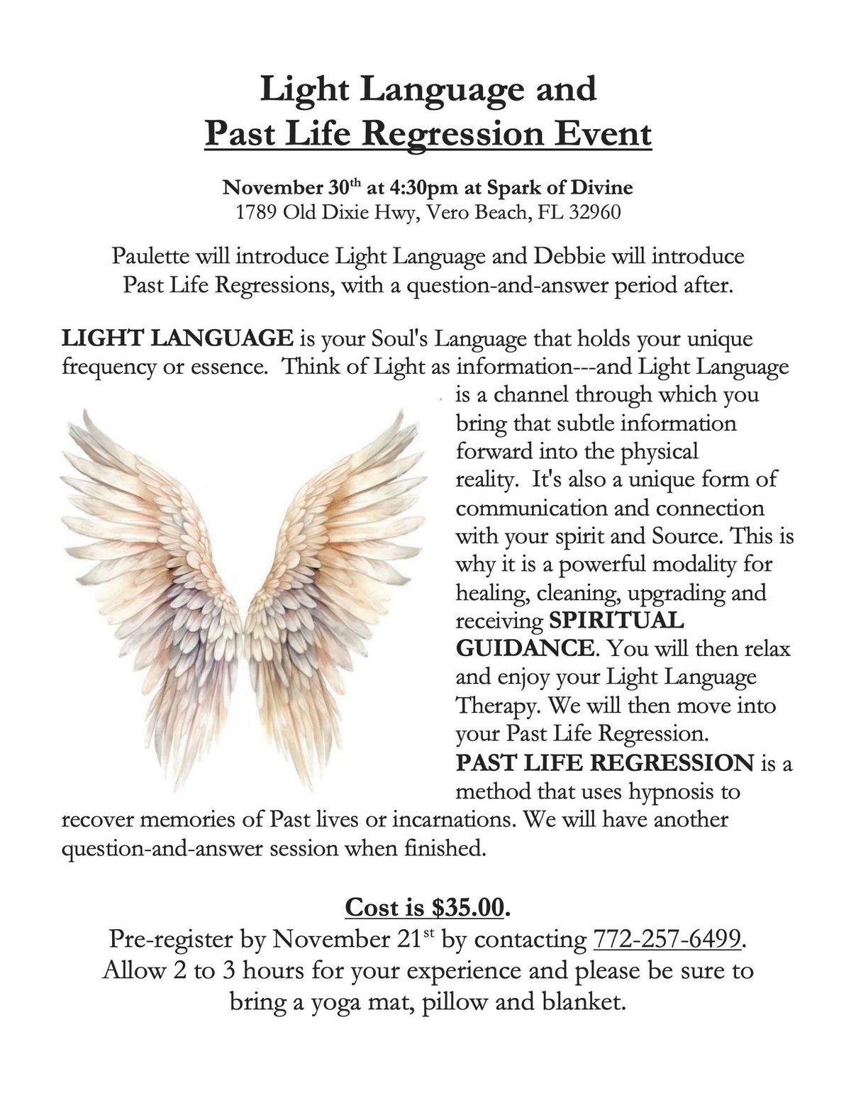 Light Language and Past Life Regression Event