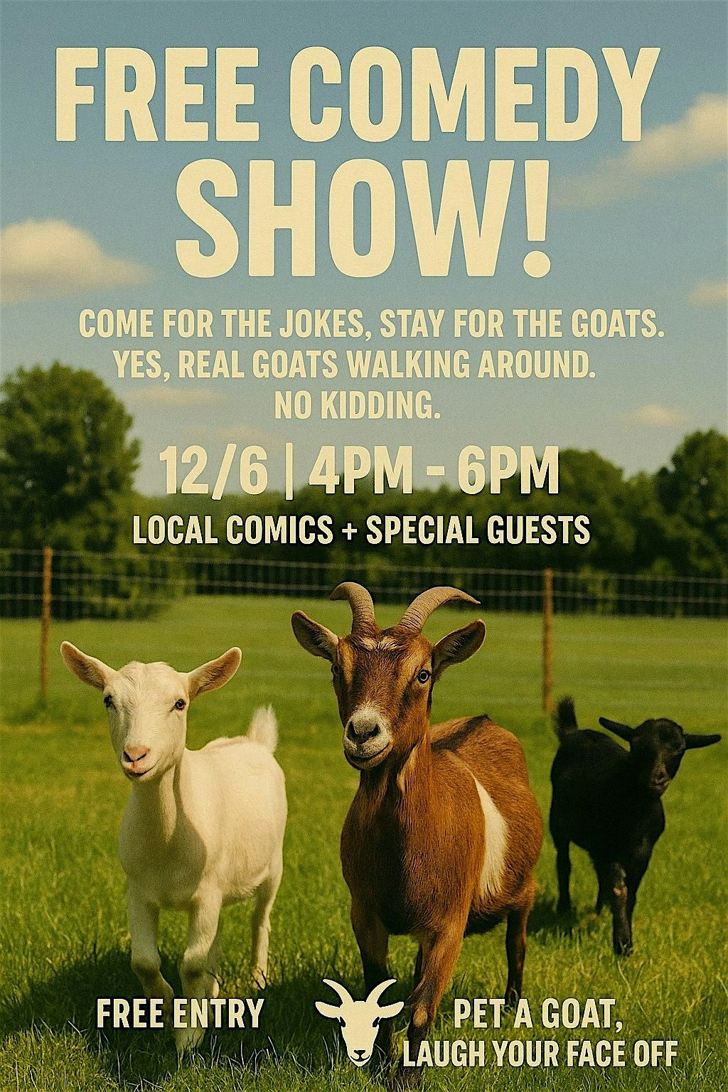 Comedy Goated! Free comedy show with animals
