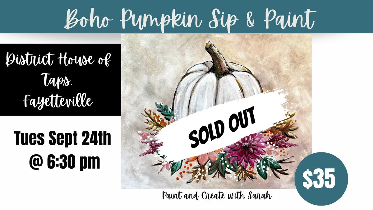 Boho Pumpkin Sip & Paint - DISTRICT HOUSE of Taps, FAYETTEVILLE