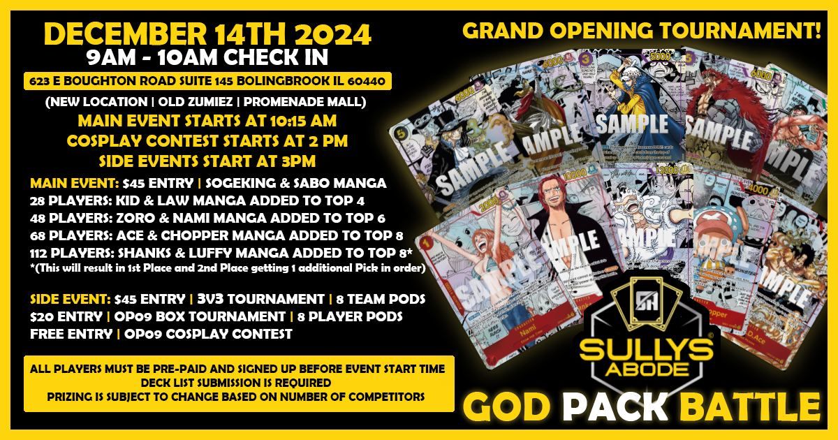 GOD PACK BATTLE - SullysAbode Grand Opening OP Tournament