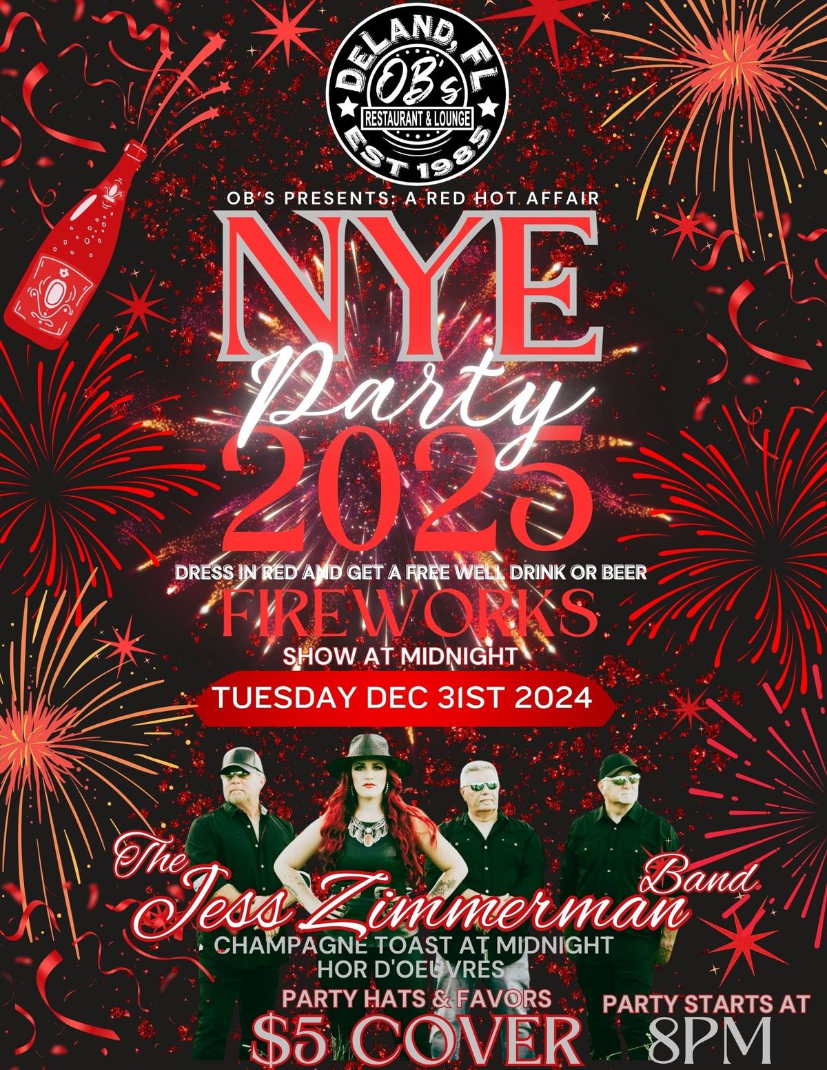 OB's Red Hot Affair NYE 2025 Party with Jess Zimmerman Band