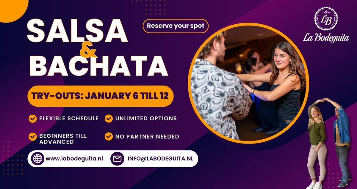 Salsa & Bachata Proeflessen maandag 6 t\/m 12 Januari 2025 in Den Haag