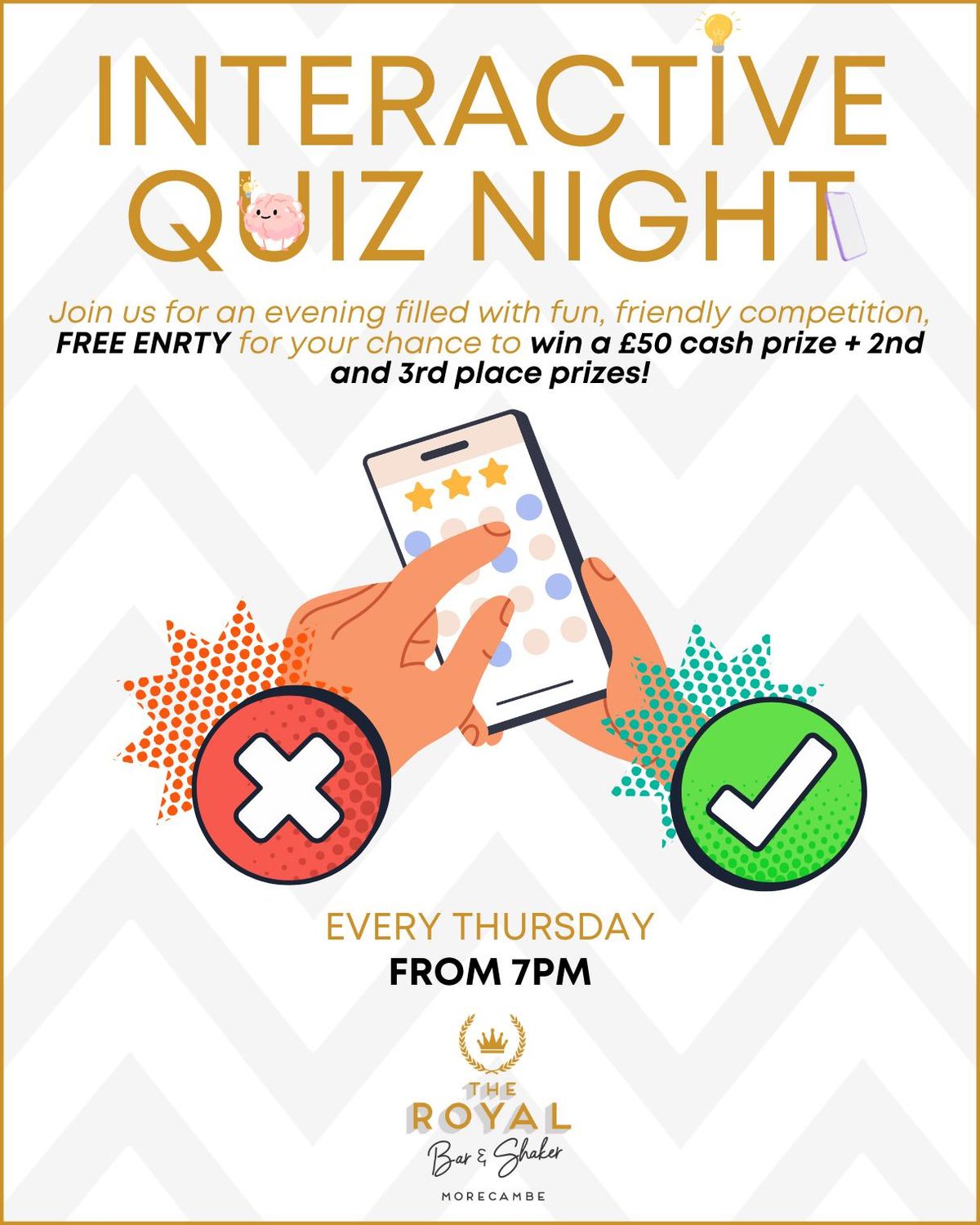 Morecambe Quiz Night: Interactive Quiz Night at The Royal Bar & Shaker \ud83e\udde0\ud83d\udca1