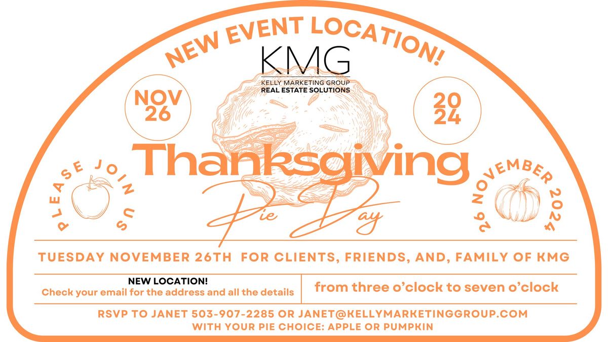 KMG Pie Day NEW Event Location!