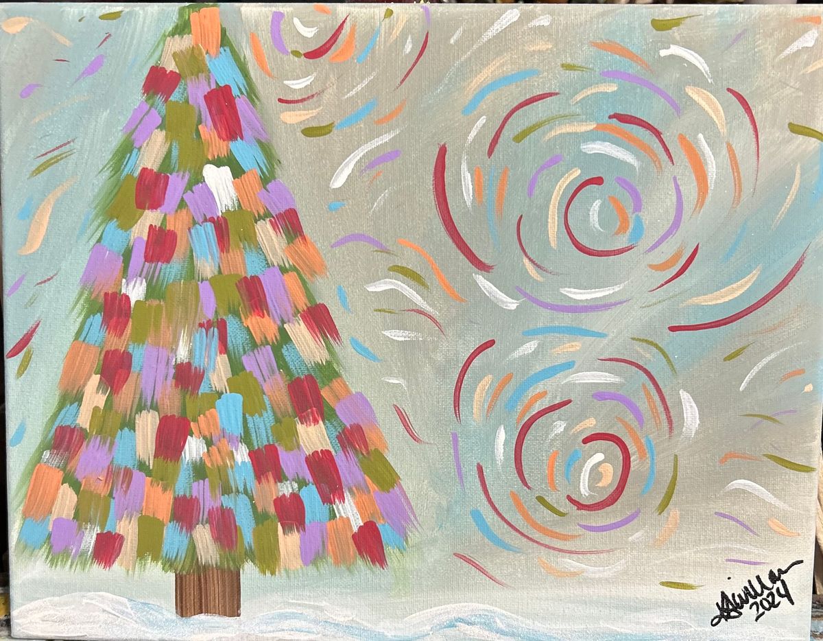 Abstract Christmas Tree Painting Class  $35  9-28-24  10:00-12:00