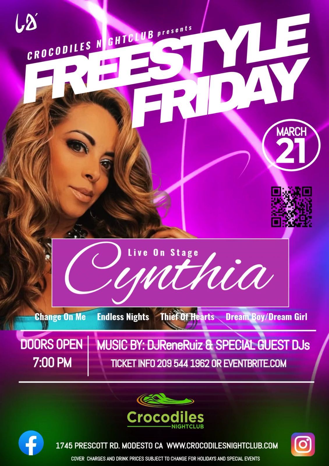 Freestyle Friday with Cynthia at Crocodiles Nightclub