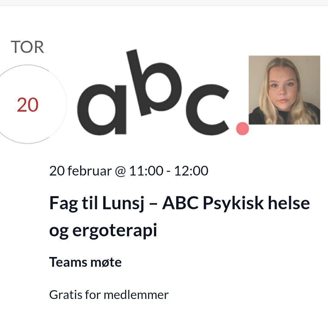 Fag til lunsj-ABC Psykisk helse og ergoterapi