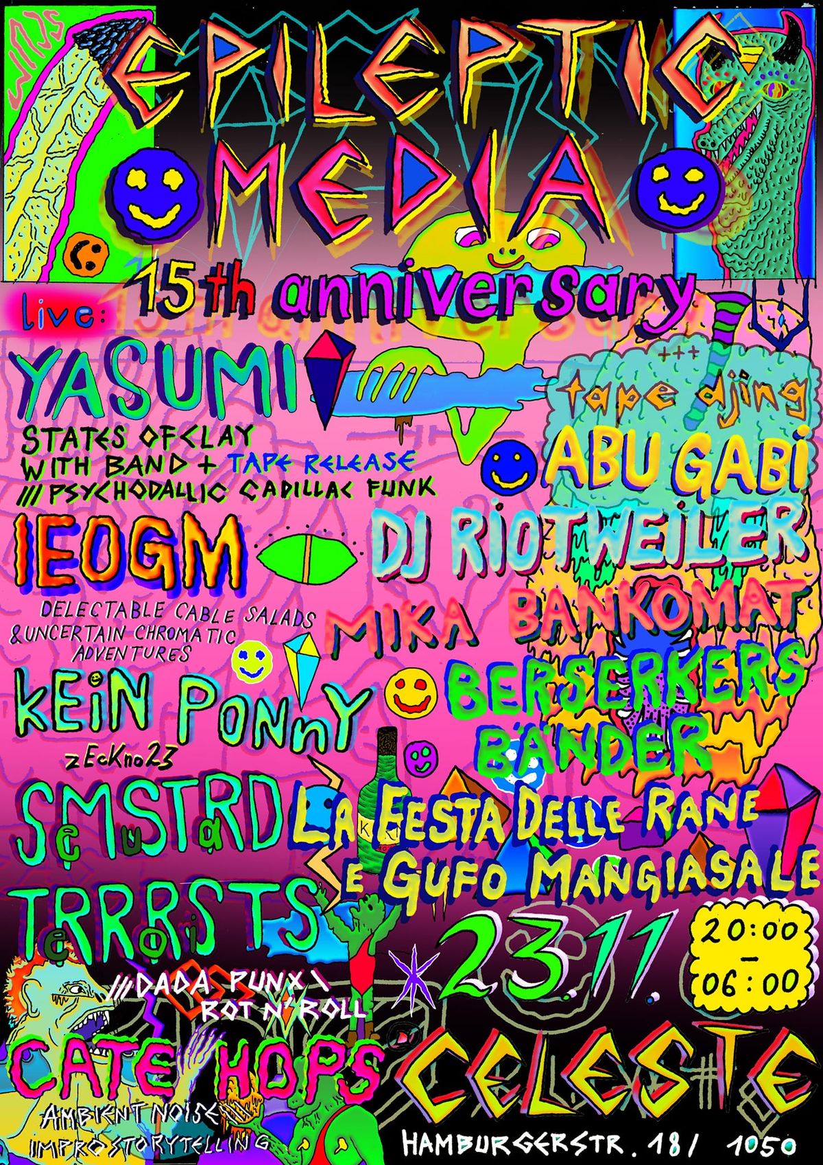 Epileptic Media 15th Anniversary | Yasumi, IEOGM, S Mstrd Trrrsts, kEiNPoNnY, Cate Hops, tape djing